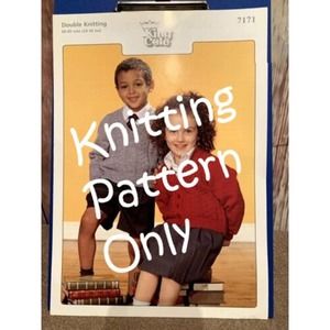 New King Cole 7171 DK Child V Neck Pullover Cardigan Sweater Knitting Pattern